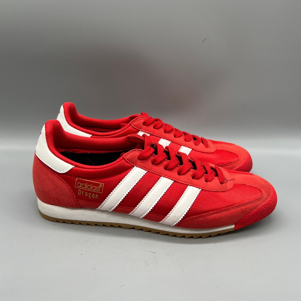 Adidas Originals Shoes Mens 8.5 Red White Suede Dragon Retro Runner Sneakers